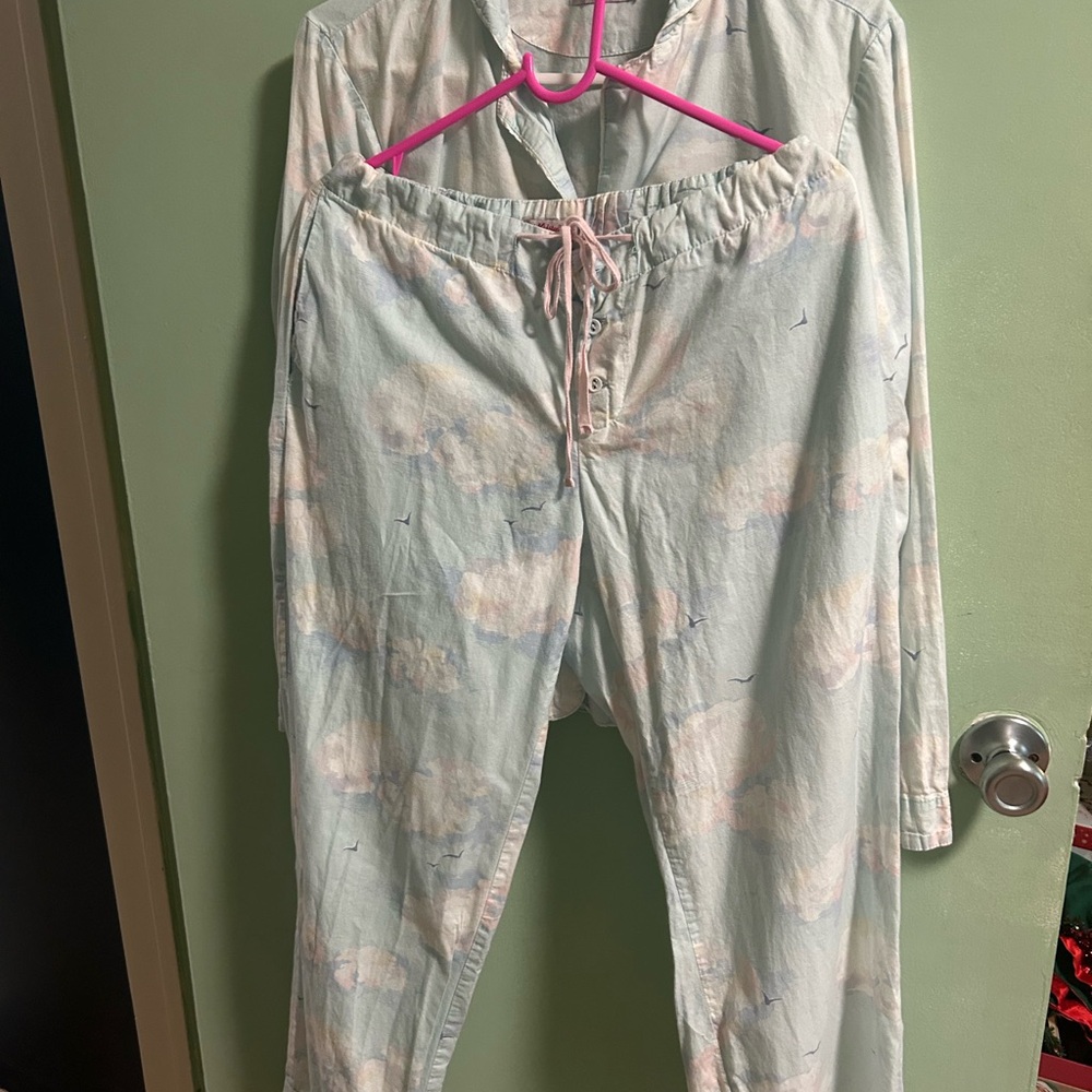 Cath Kidston Clouds Cotton Lounge Set Shirt & Pants Small- RARE